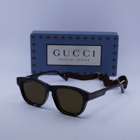 Gucci GG1238S 001 Square Sunglasses - Black\Brown - Picture 1 of 12